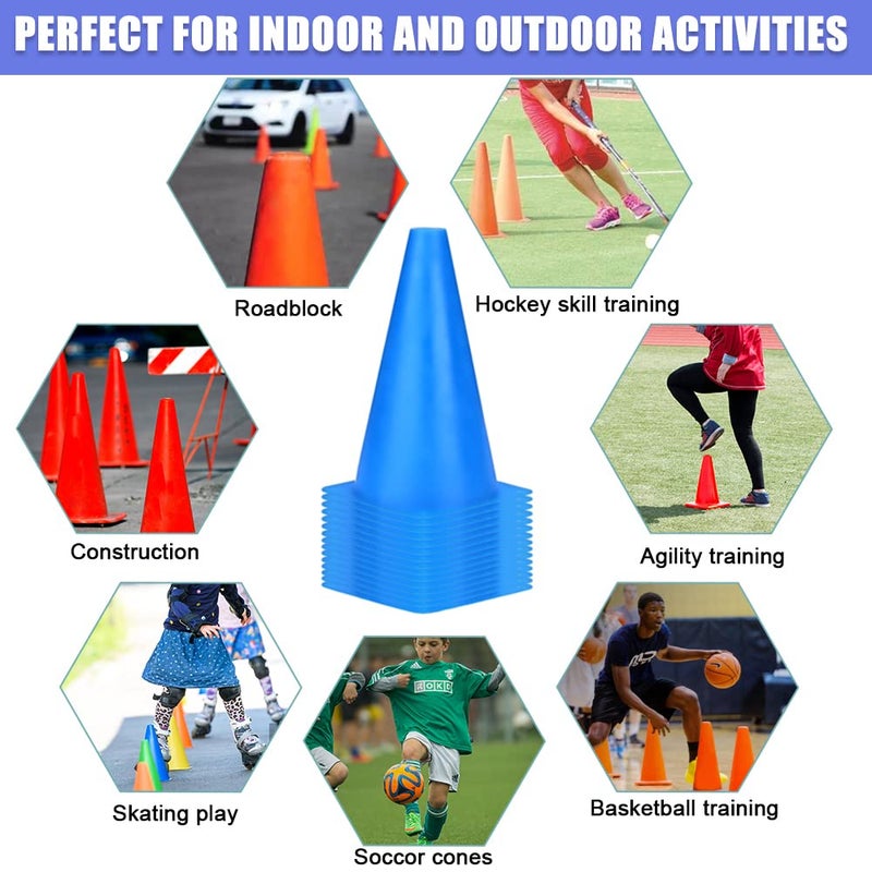 cyrico 9 Inch Cones Sports, 15 Pack Orange Soccer Cones Training Agility Field Marker Plastic Traffic Cones for Football Basketball Drills Multipurpose Practice, Indoor Outdoor Games Activity Party Events - Image 5